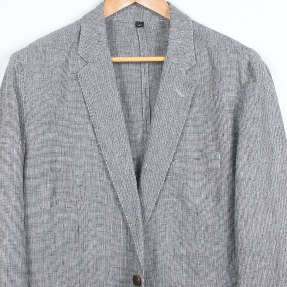 J. Crew Men's Sport Coat 44R Gray Grid Check Irish Linen - Picture 2 of 8